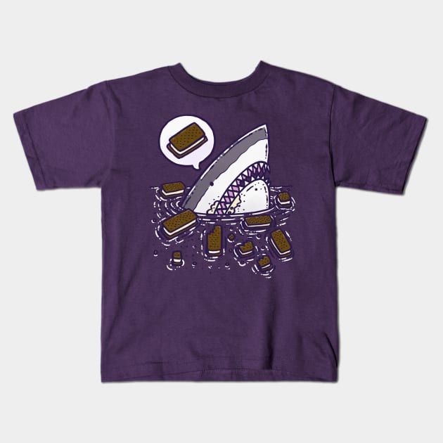 Ice Cream Sandwich Shark Kids T-Shirt by nickv47